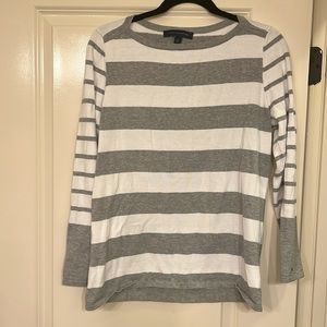 Tommy Hilfiger gray and white striped long sleeved sweater shirt